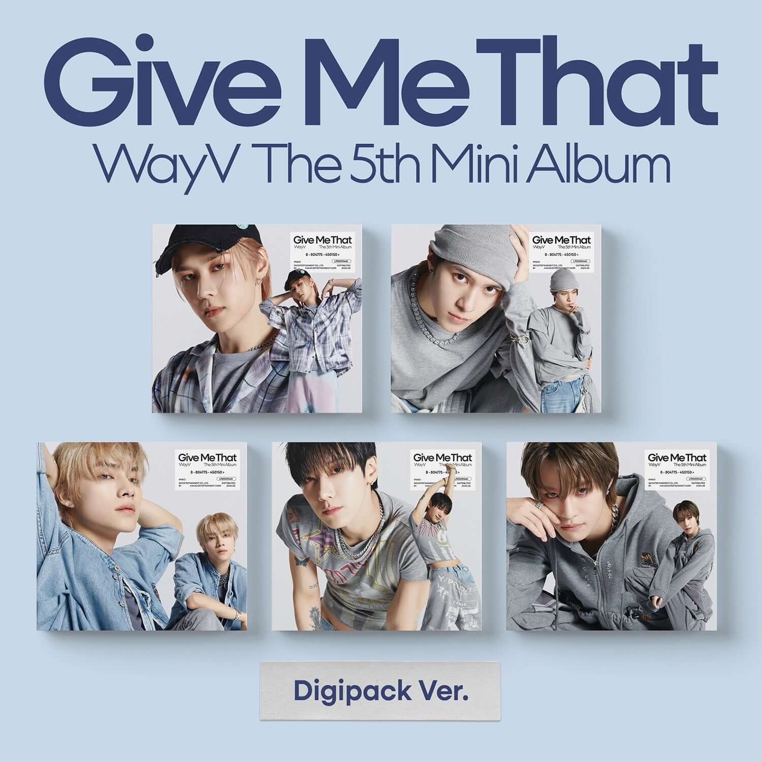 WAYV - 5th Album [Give Me That] (Digipack Ver.) (Set of 5) - Album Kpop, coffret avec 5 mini-jackets sur fond bleu