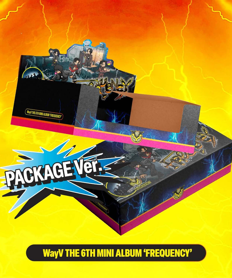 WAYV - 6th Album [FREQUENCY] (Package Ver.) - Album Kpop, coffret collectionneur sur visuel jaune électrique.