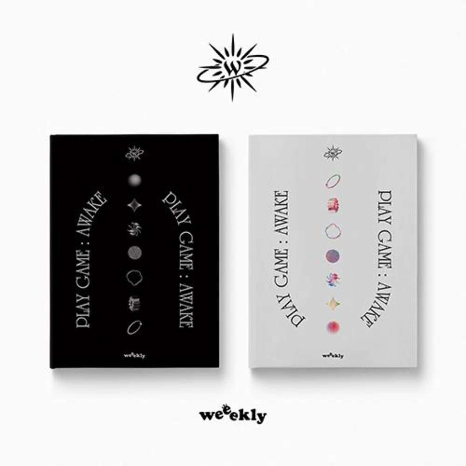 WEEEKLY - 1st Album [Play Game : AWAKE] (Set) - Album Kpop de WEEEKLY : coffret noir et blanc sur fond clair