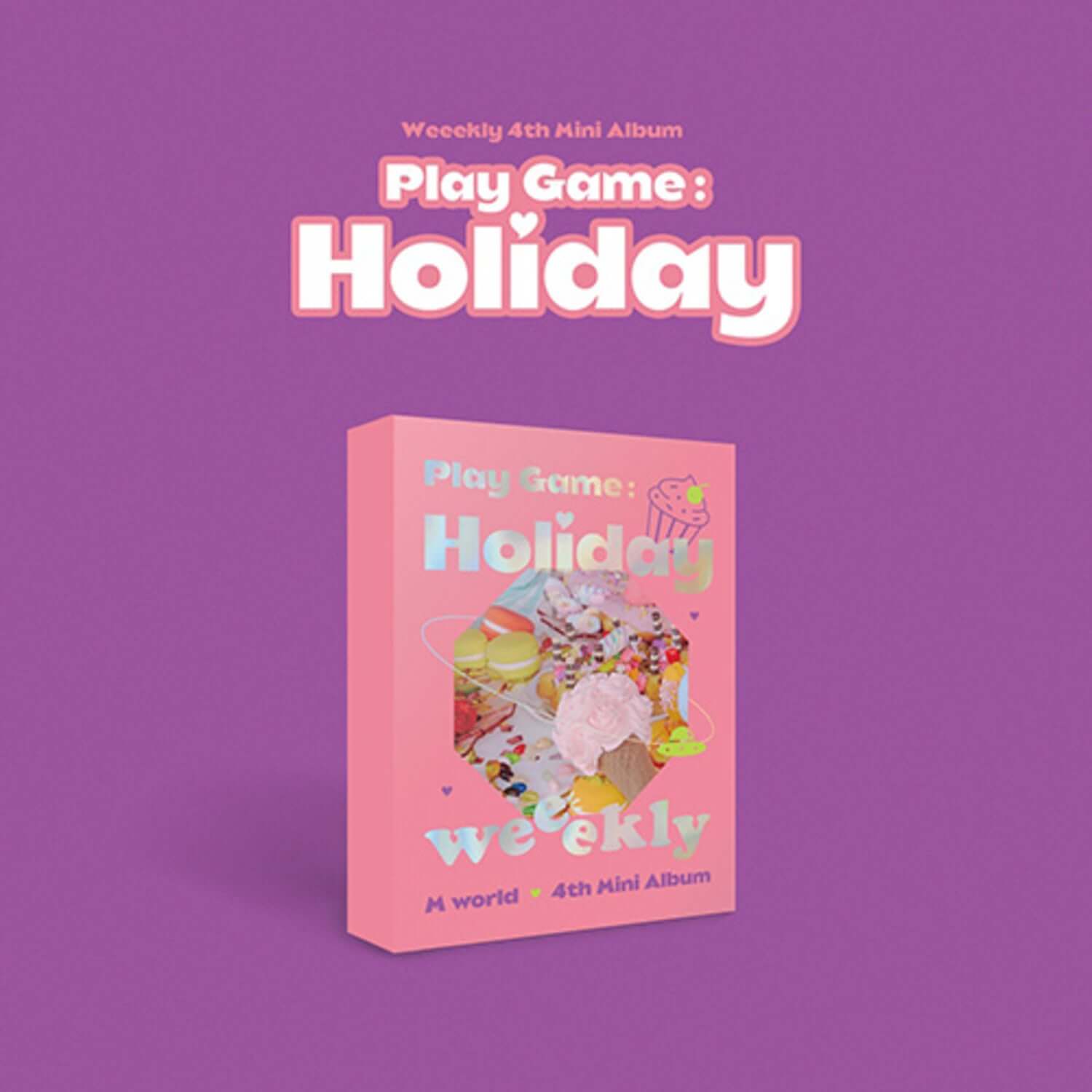 WEEEKLY - 4th Album [Play Game:Holiday] M world ver. - Album Kpop : mini-album sur fond violet, marque WEEEKLY.