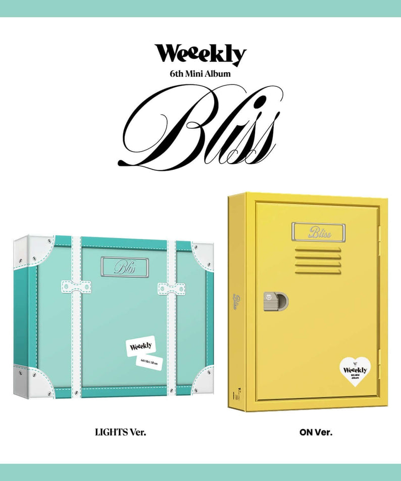 WEEEKLY - 6th Mini Album [Bliss] (Set) - Album Kpop : coffret complet, boîtes Lights Ver. et On Ver. sur fond clair