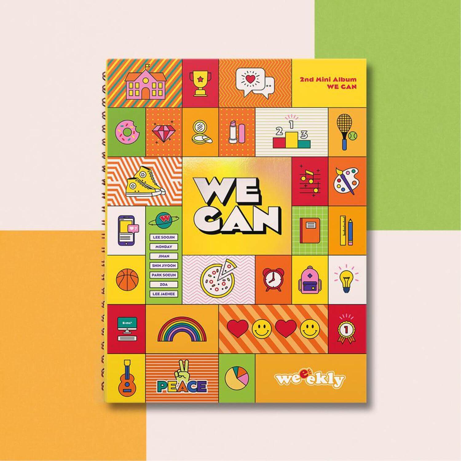 WEEEKLY - [WE CAN] (ORB VER.) - Album Kpop, jaquette colorée avec motifs graphiques We Can, design We&Kly.