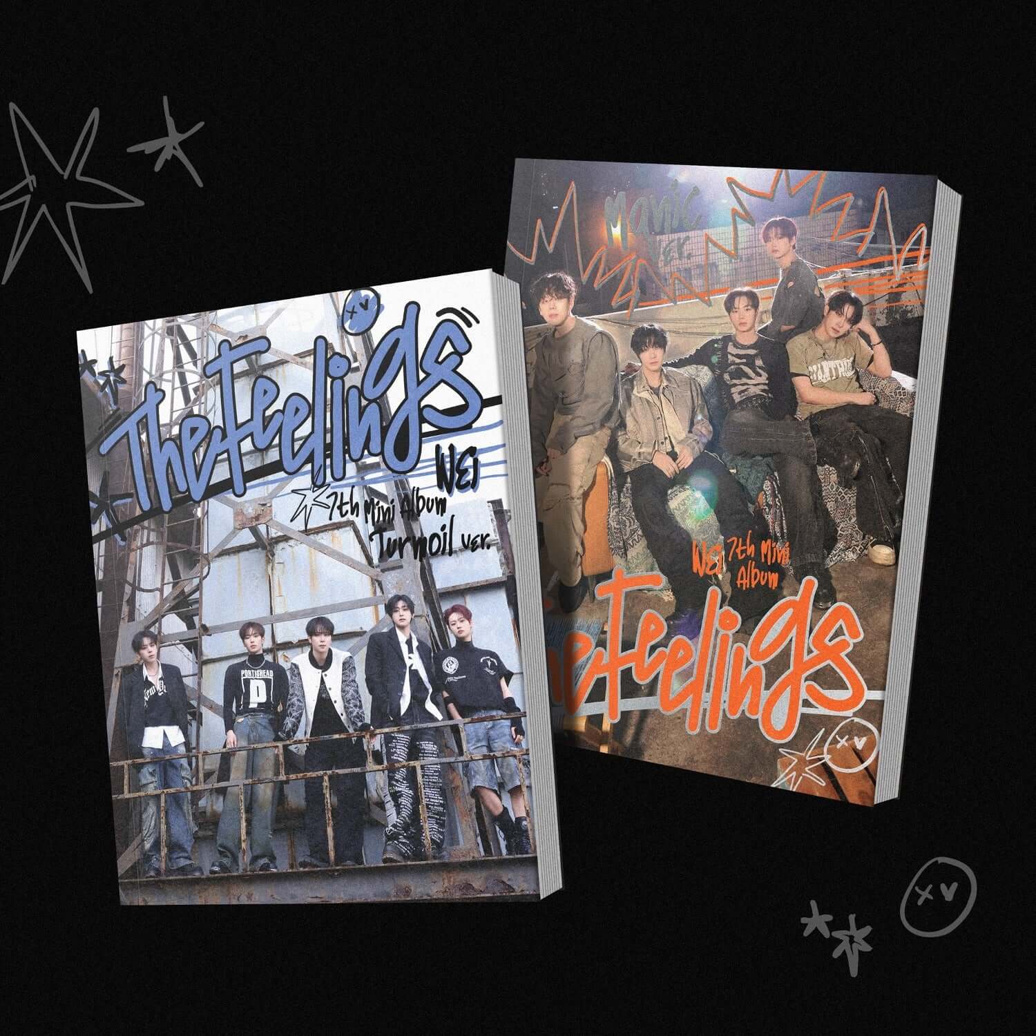WEI - 7th Album [The Feelings] (Manic ver./Turmoil ver.) (Set) - Album Kpop, set double avec covers sur fond noir
