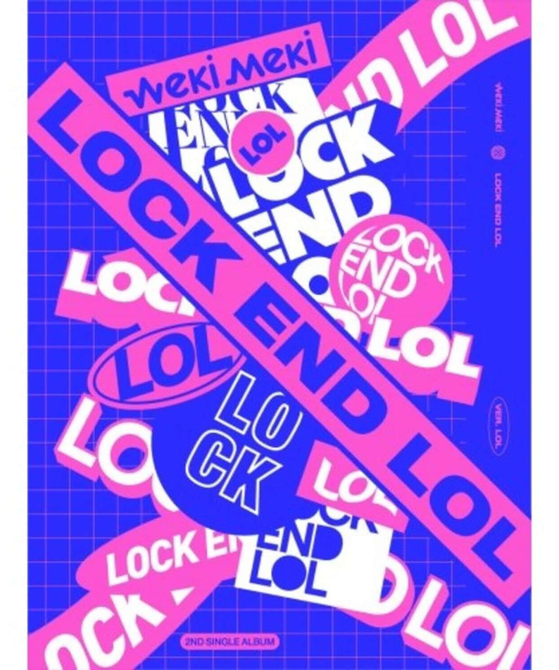 WEKI MEKI - 2nd Album [LOCK END LOL] LOL VER. - Album Kpop, visuel bleu violet stylisé avec textes LOL/LOCK