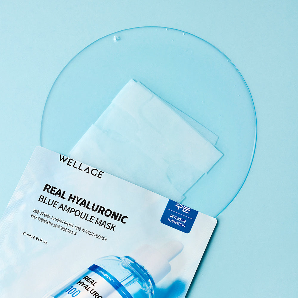 WELLAGE Real Hyaluronic Blue Ampoule Mask 5 Sheets