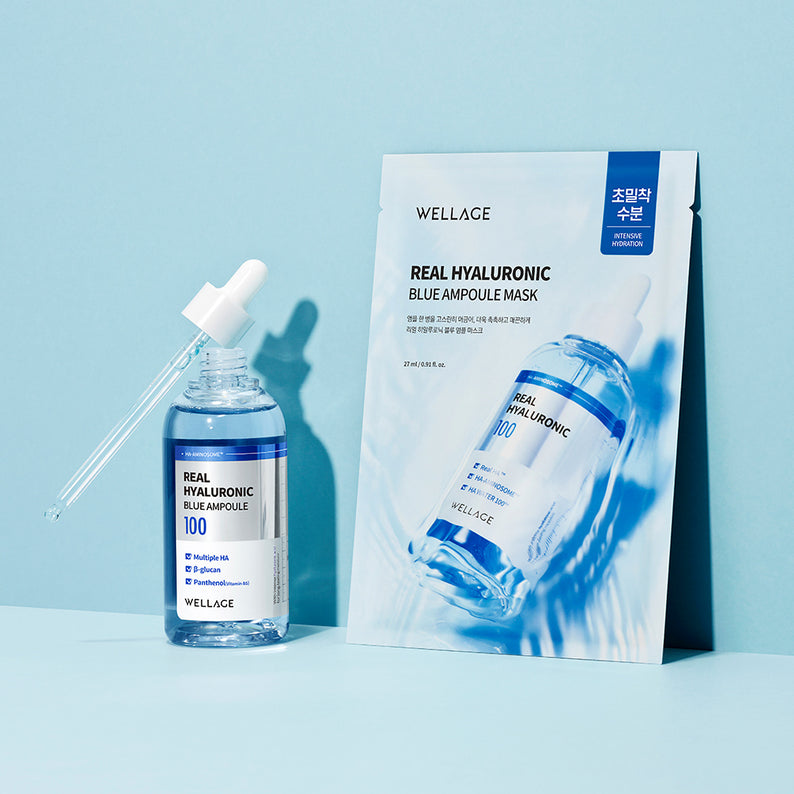 WELLAGE Real Hyaluronic Blue Ampoule Mask 5 Sheets