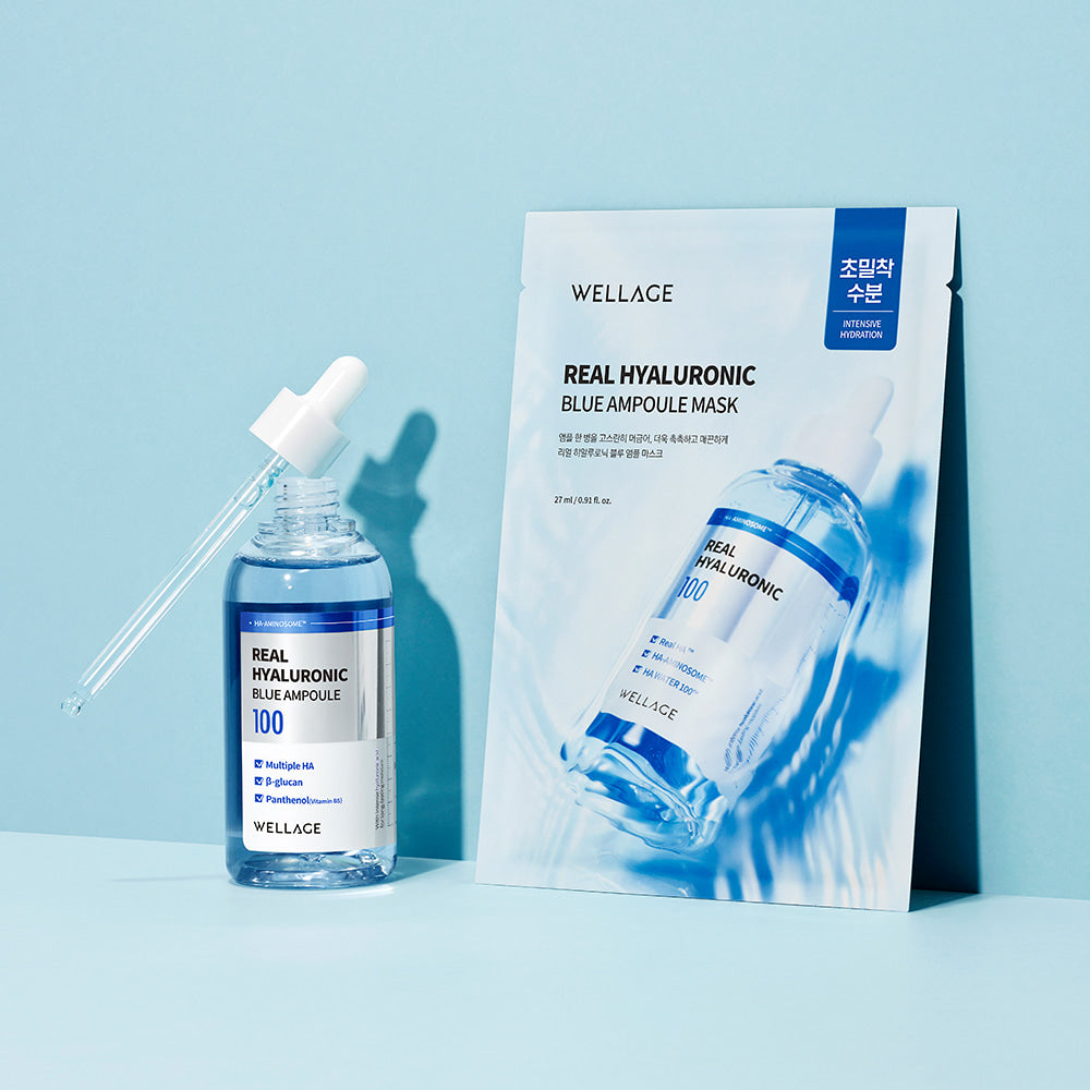 WELLAGE Real Hyaluronic Blue Ampoule Mask 5 Sheets