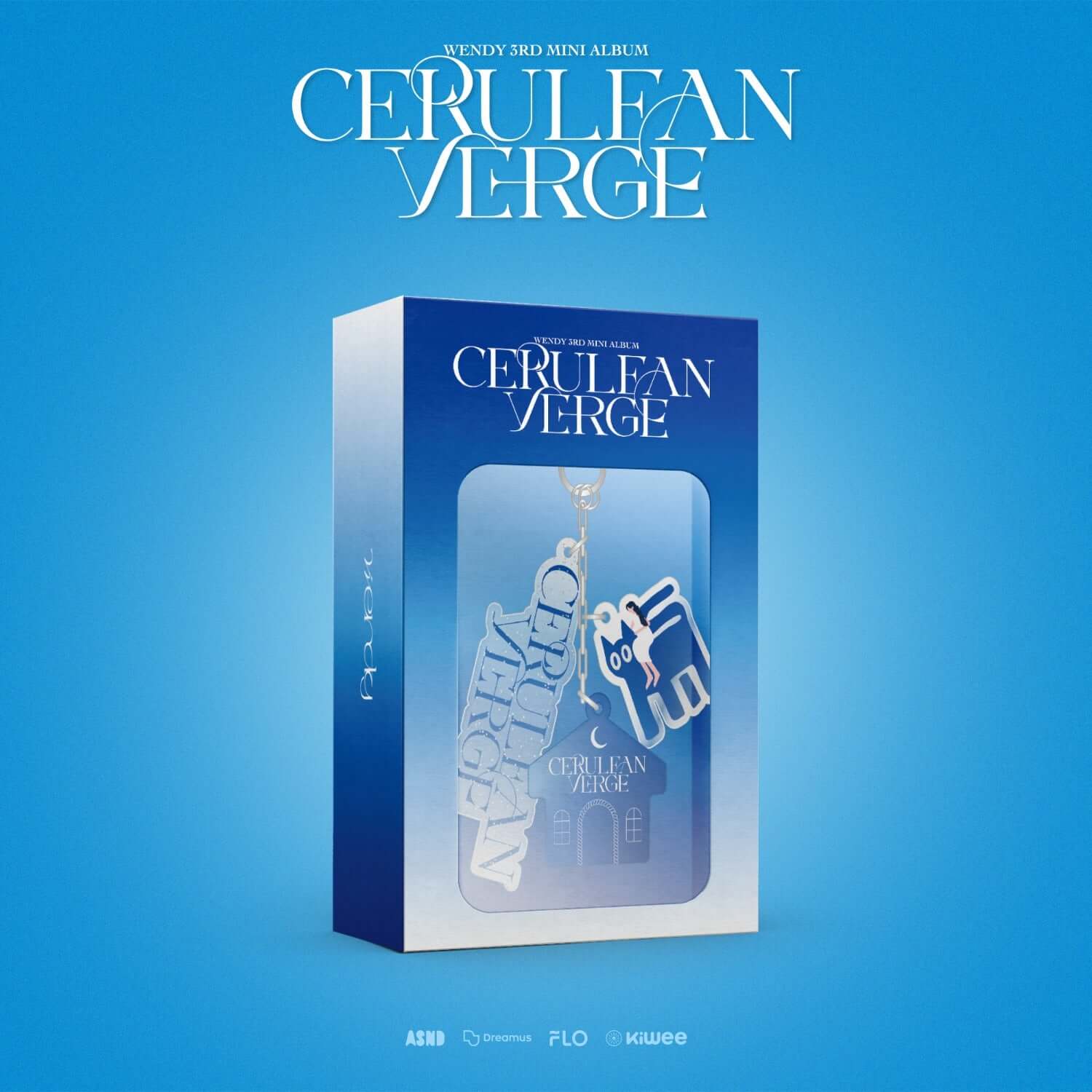 WENDY - 3rd Album [Cerulean Verge] (Keyring Ver.) (Smart Album) - Album Kpop, boîte bleue avec porte-clés sur fond uni.