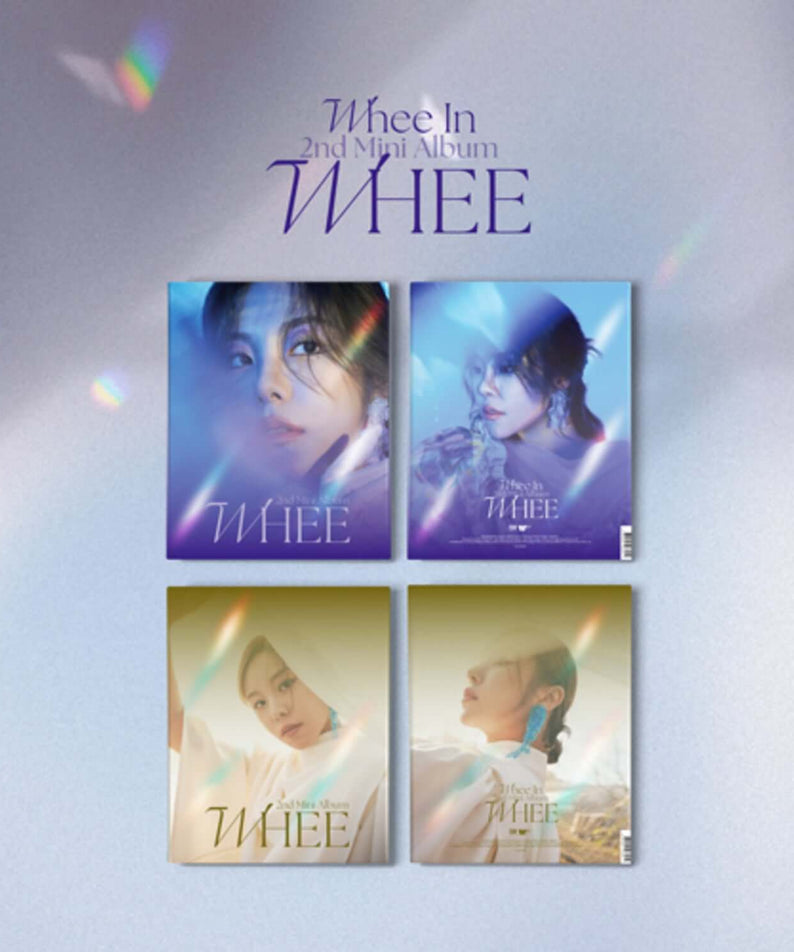 WHEE IN - [WHEE] (Random) - Album Kpop WHEE In, jaquette photos Kpop lumineuses sur fond bleu pastel, coffret album