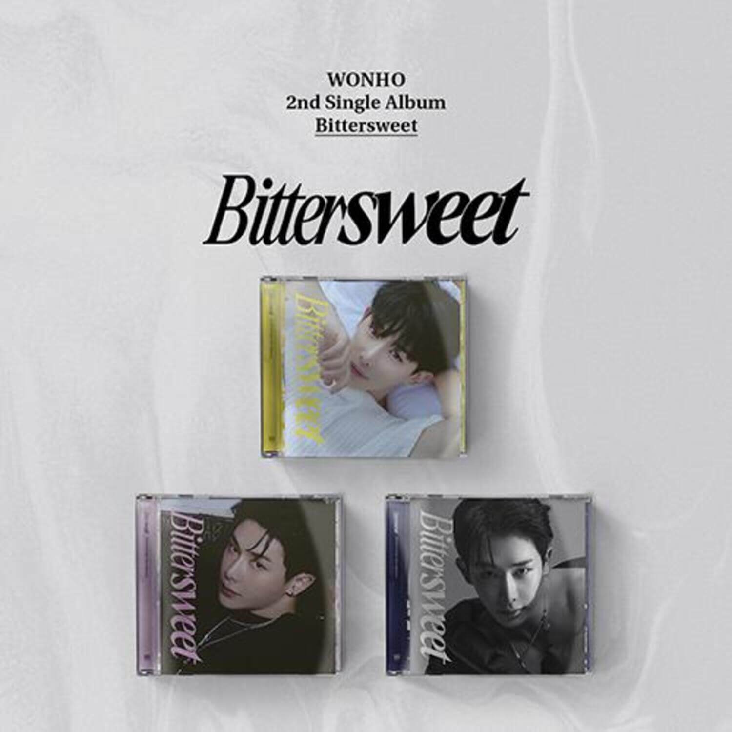 WONHO - 2nd [Bittersweet] (Jewel Ver.)(Set of 3) - Album Kpop : coffret 3 versions sur fond blanc, visuels couverture.