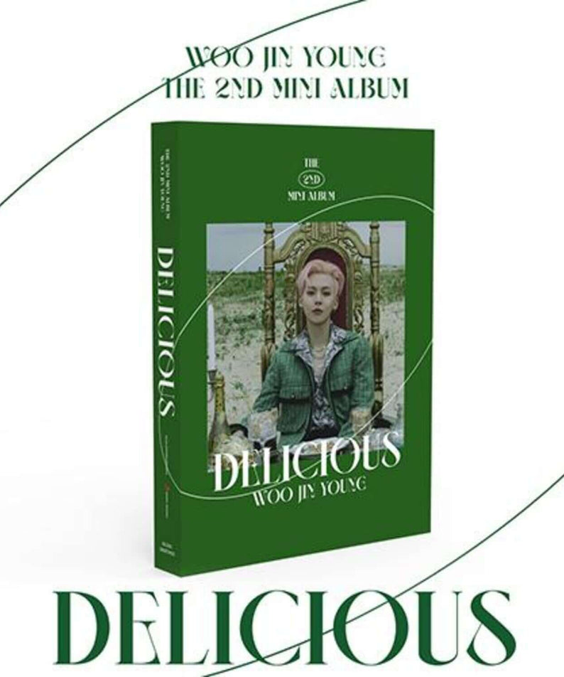 WOO JIN YOUNG - [DELICIOUS](2nd ) - Album Kpop : visuel couverture verte, photo artiste, promotion 2nd mini album.