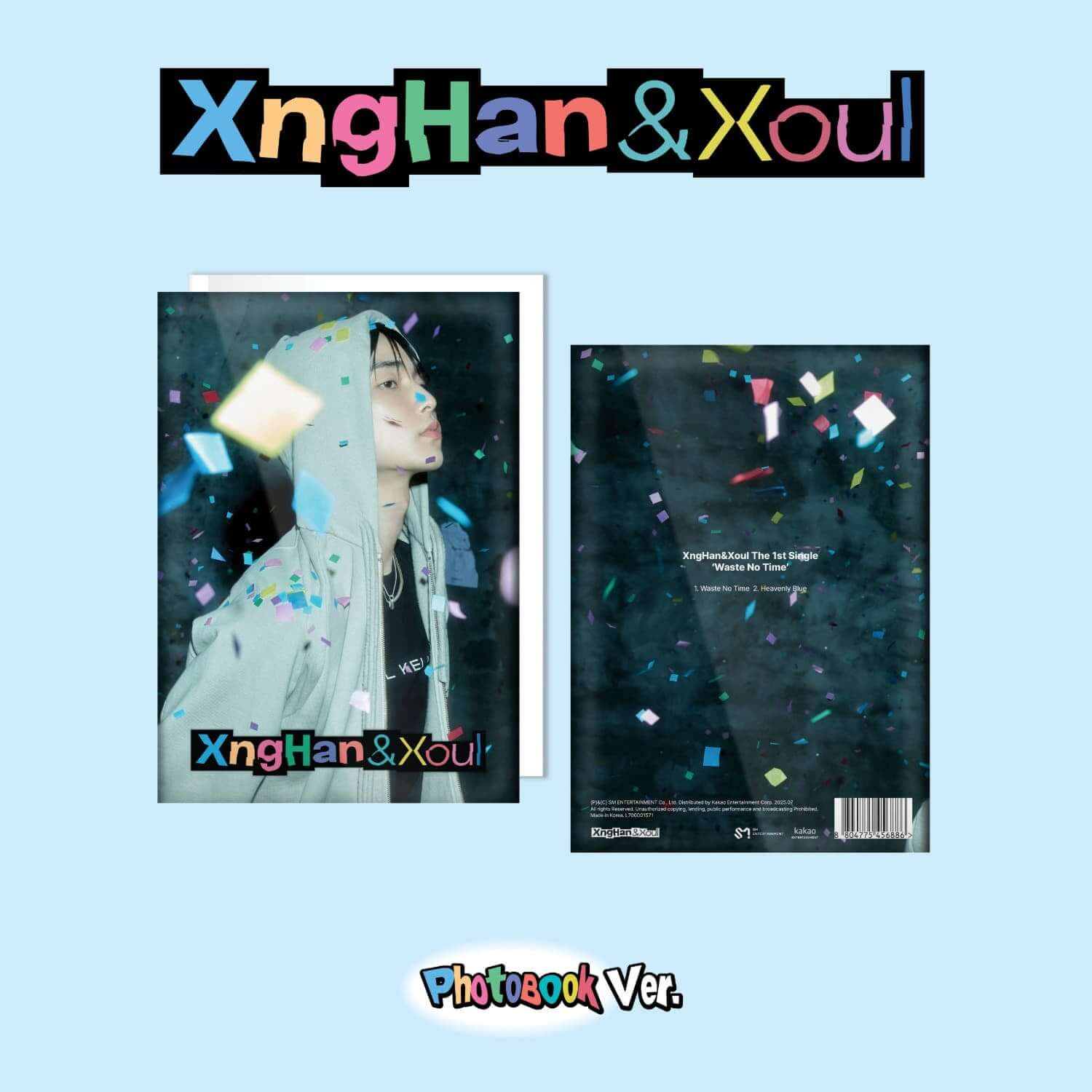 XNGHAN&XOUL - 1st Album [Waste No Time] (Photo Book Ver.) - Album Kpop, photo book avec visuels confettis, couverture marque