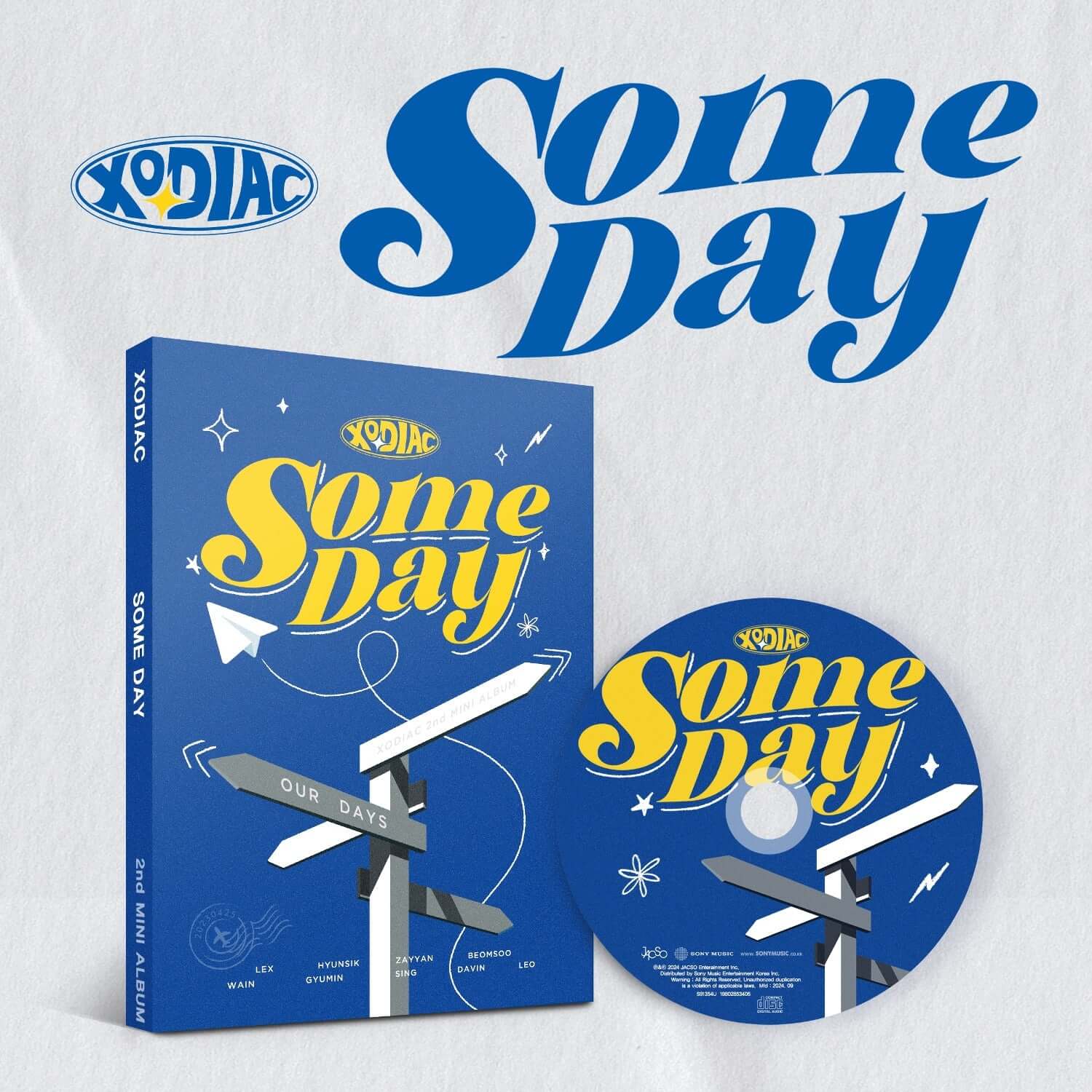 XODIAC - 2nd MINI ALBUM [SOME DAY] (Photobook) - Album Kpop : pack photo bleu avec jaquette et CD sur fond clair