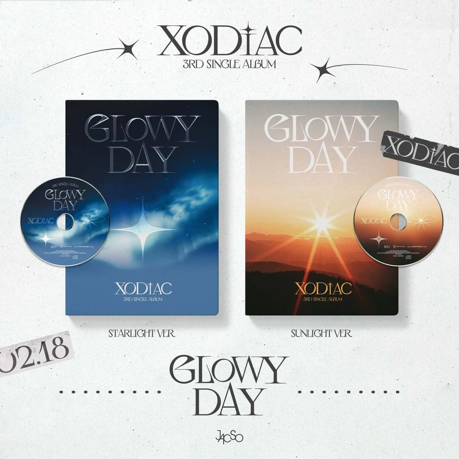 XODIAC - [GLOWY DAY] (STARLIGHT Ver. / SUNLIGHT Ver.) Set - Album Kpop, coffret avec albums et CD, visuel nuit/soleil