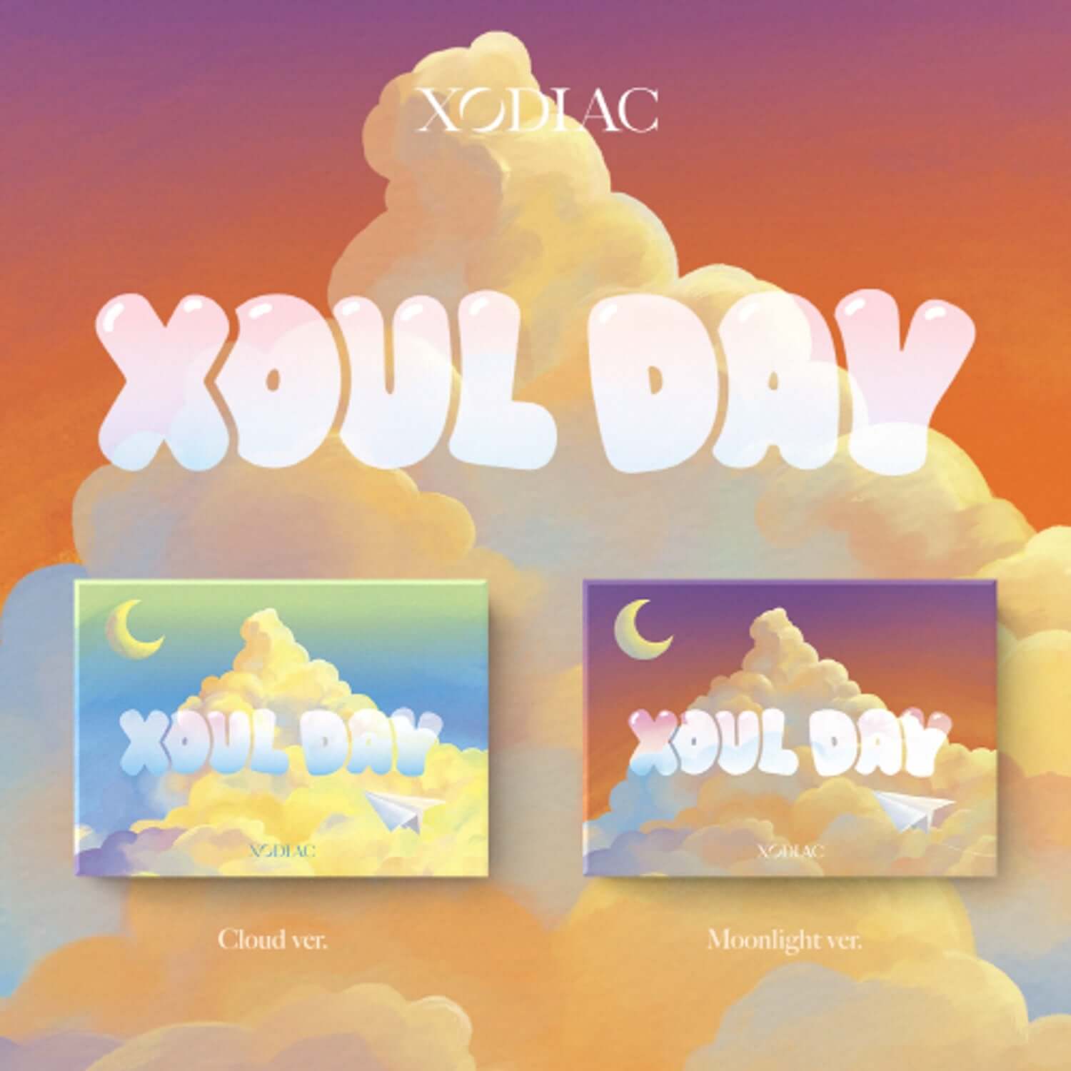 XODIAC - [XOUL DAY] (POCA) Set of 2 - Album Kpop : deux versions “Cloud” et “Moonlight” sur fond nuage pastel