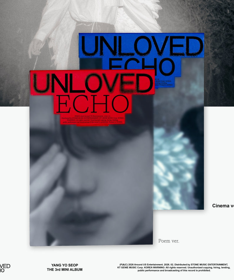YANG YOSEOP - [Unloved Echo] (Poem ver. / Cinema ver.) (Random 1 of 2) - Album Kpop, pochette visuelle sombre