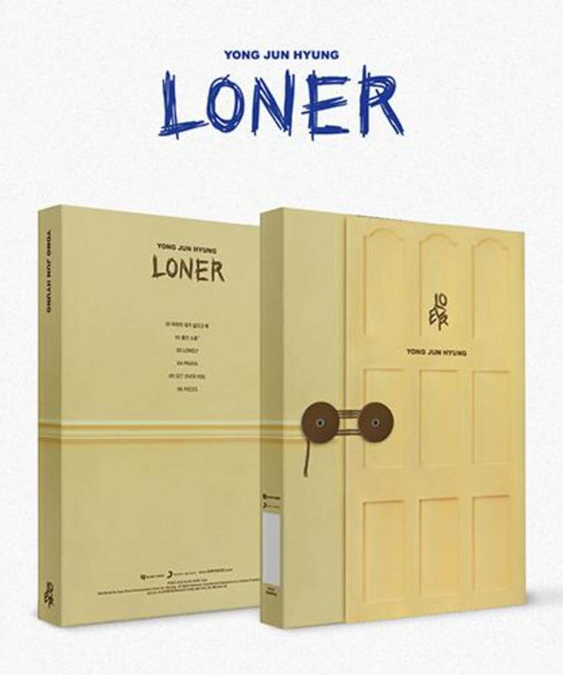 YONG JUNHYUNG - [LONER] - Album Kpop, jaquette couleur sable, boîtier double sur fond clair, style concert Kpop.