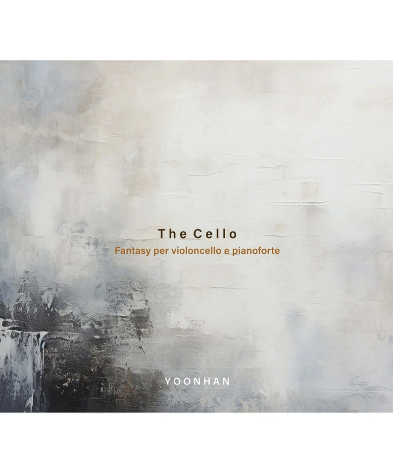 YOON HAN - THE CELLO - Album Kpop : pochette minimaliste grise et blanche, marque YOONHAN, ambiance artistique