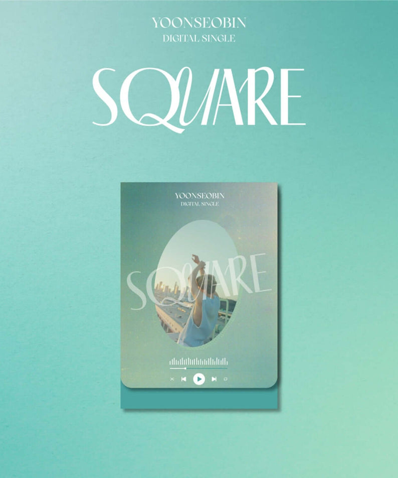 YOON SEOBIN - Digital Single [Rizz] (SQUARE Ver.) - Album Kpop : visuel carré turquoise avec pochette sur fond uni, style Kpop.