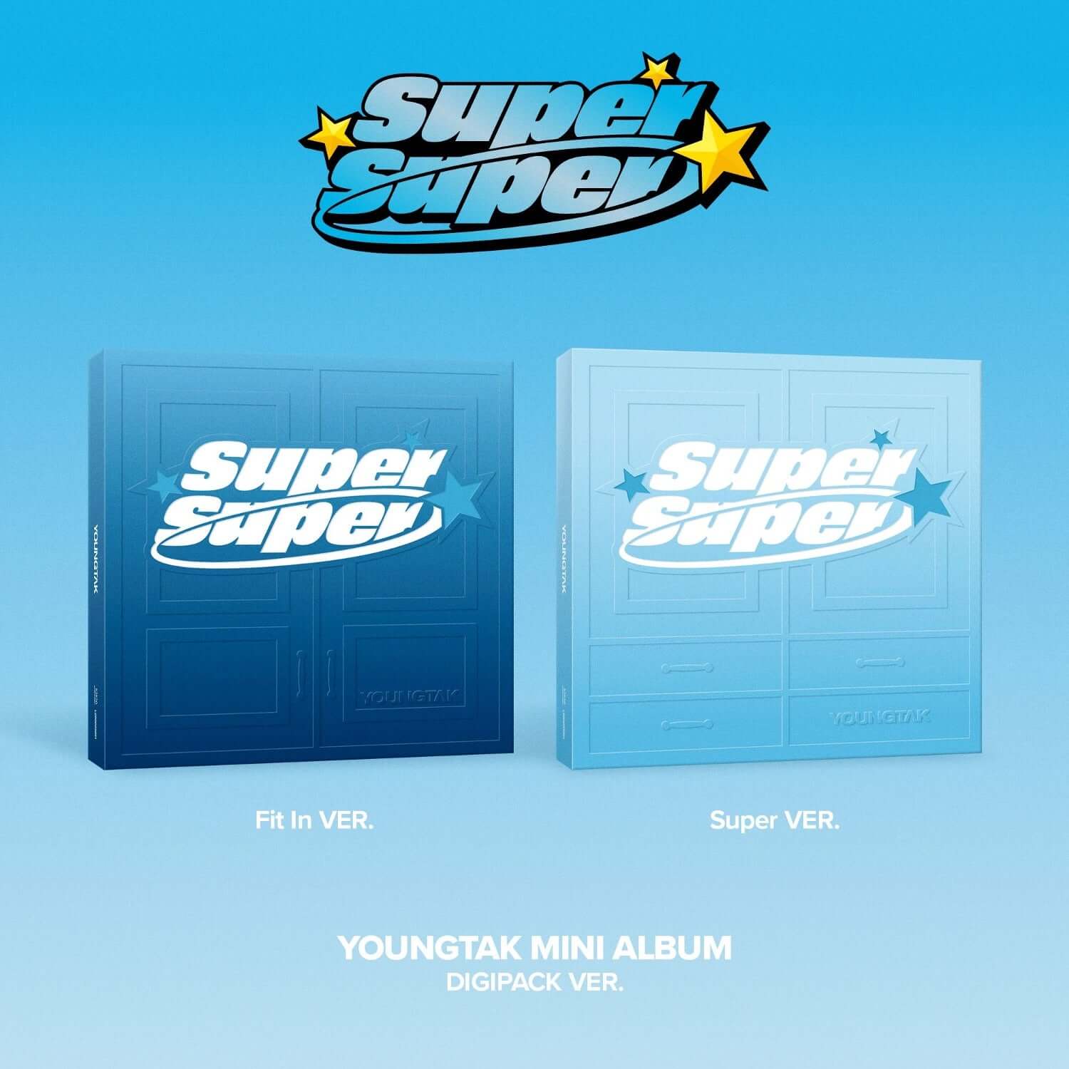 YOUNG TAK - [SuperSuper] (DIGIPACK Ver.) (Set of 2) - Album Kpop, coffrets digipack Young Tak sur fond bleu