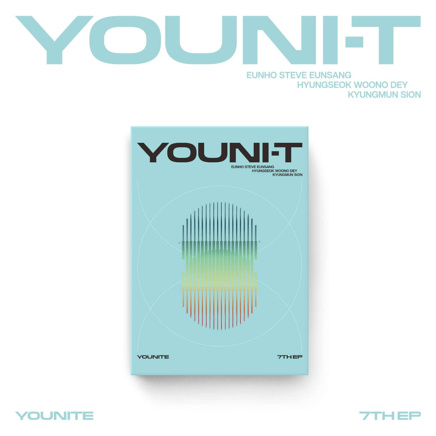 YOUNITE - 7th Album [YOUNI-T] (POCAALBUM) (Unit Ver.) - Album Kpop, visuel couverture bleue avec logo YOUNITE