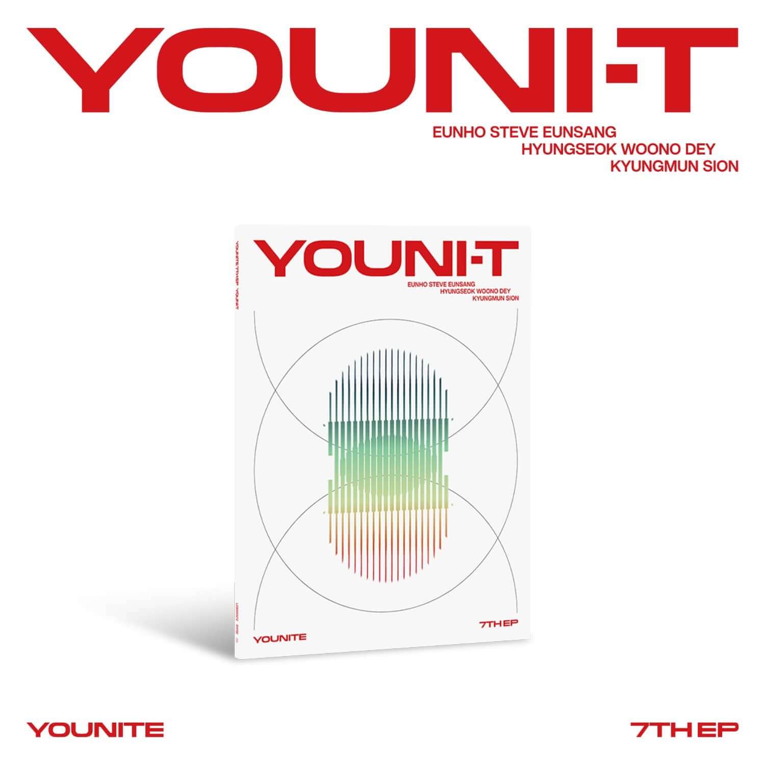 YOUNITE - 7th Album [YOUNI-T] (Retrotopia Ver.) - Album Kpop : visuel de l’album sur fond blanc, design rétro.