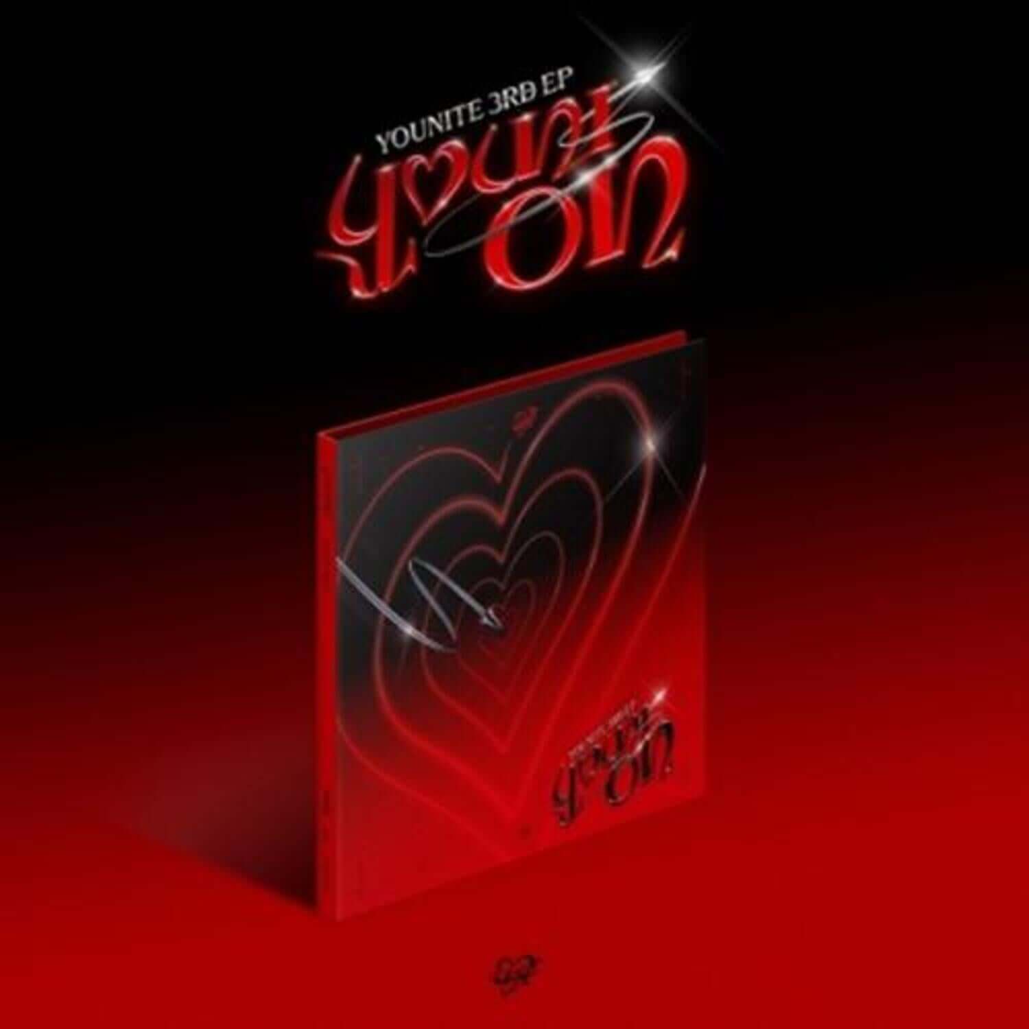 YOUNITE - YOUNITE 3RD EP [YOUNI-ON](DIGIPACK VER.) - Album Kpop : digipack rouge sombre, visuel néon, YOUNITE.