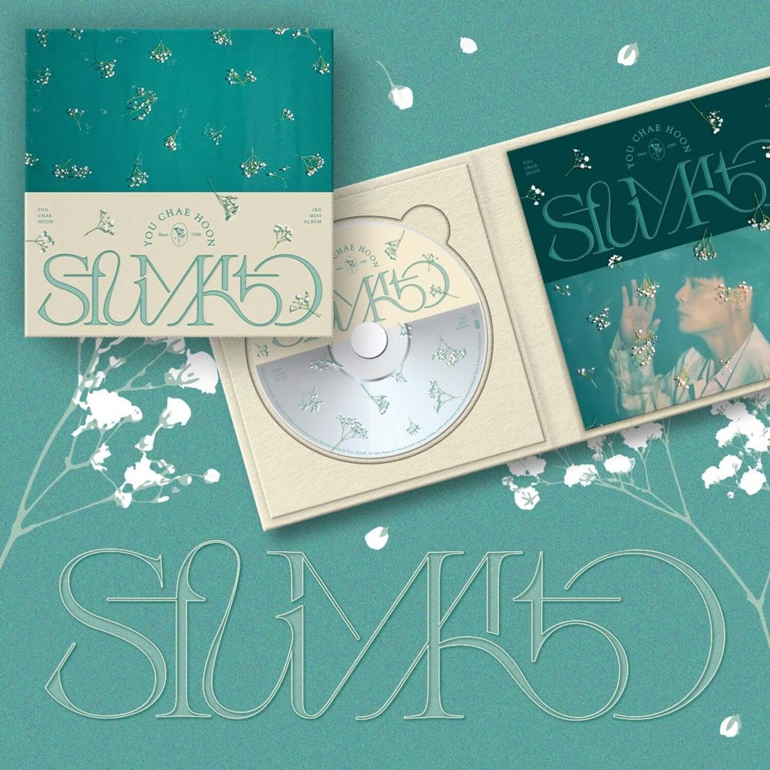 YU CHAEHOON - 3rd Album [Sfumato] - Album Kpop : pack turquoise avec CD et livret, couverture « Sfumato ».