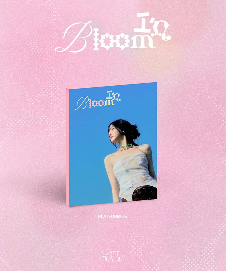 YUJU - 3rd Mini Album [In Bloom] (Platform ver.) - Album Kpop, couverture rose/bleue, photo YUJU sur fond décoratif