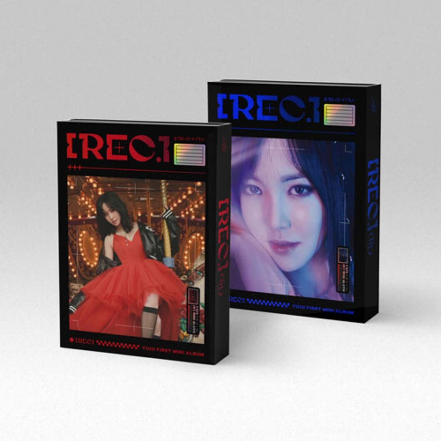 YUJU - [REC.] (random) - Album Kpop : jaquettes YUJU, concept “REC.” en duo sur fond clair, style studio.