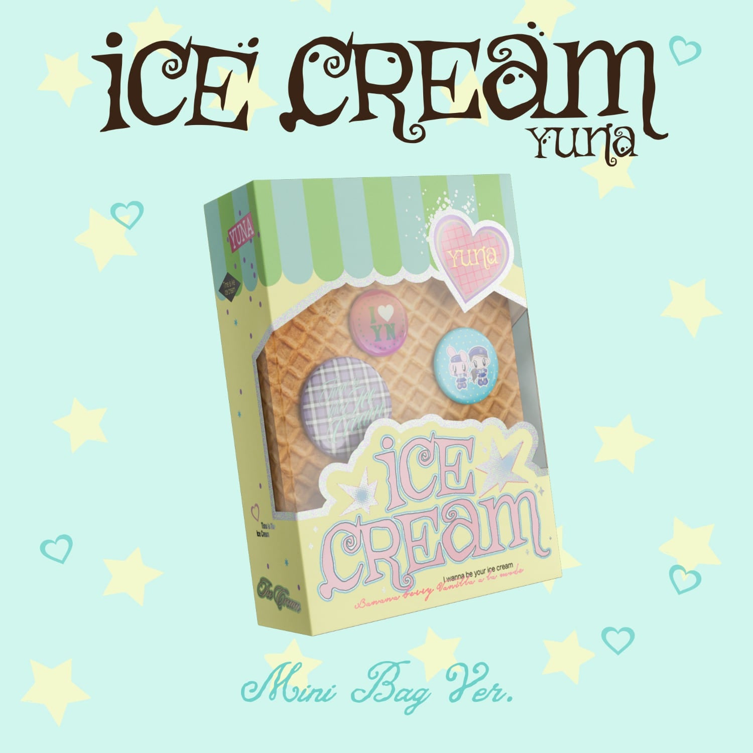 YUNA (ITZY) - [Ice Cream] (MINI BAG Ver.) (MD Ver.) - Album Kpop : packaging Ice Cream, mini bag, visuel pastel