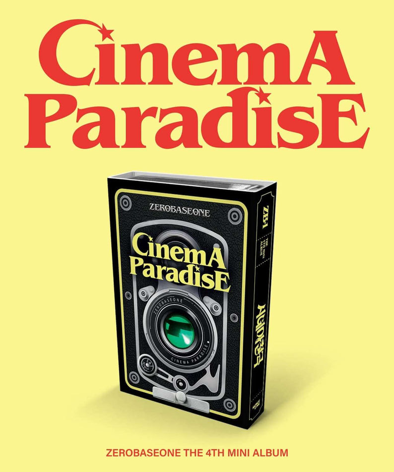 ZEROBASEONE - 4th Album CINEMA PARADISE (FILM ver.) - Album Kpop : jaquette “Cinema Paradise” sur fond jaune, style cinéma