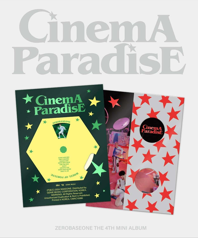 ZEROBASEONE - 4th Album CINEMA PARADISE [ROMANCE Ver./SF Ver.] (Random) - Album Kpop, coffrets verts et rouges sur fond