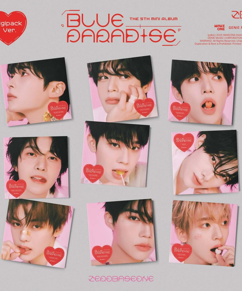 ZEROBASEONE - 5th Album [BLUE PARADISE] (Digipack Ver.) (Random) - Album Kpop, digipack cœur rouge, visuels des membres