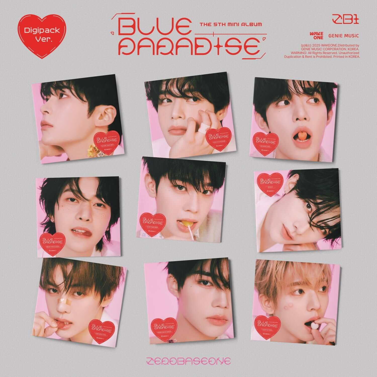 ZEROBASEONE - 5th Album [BLUE PARADISE] (Digipack Ver.) (Random) - Album Kpop, digipack cœur rouge, visuels des membres