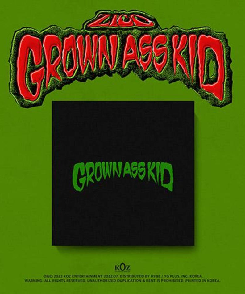 ZICO - 4th Mini Album [Grown Ass Kid] - Album Kpop, visuel vert avec pochette et logo du titre, ambiance urbaine