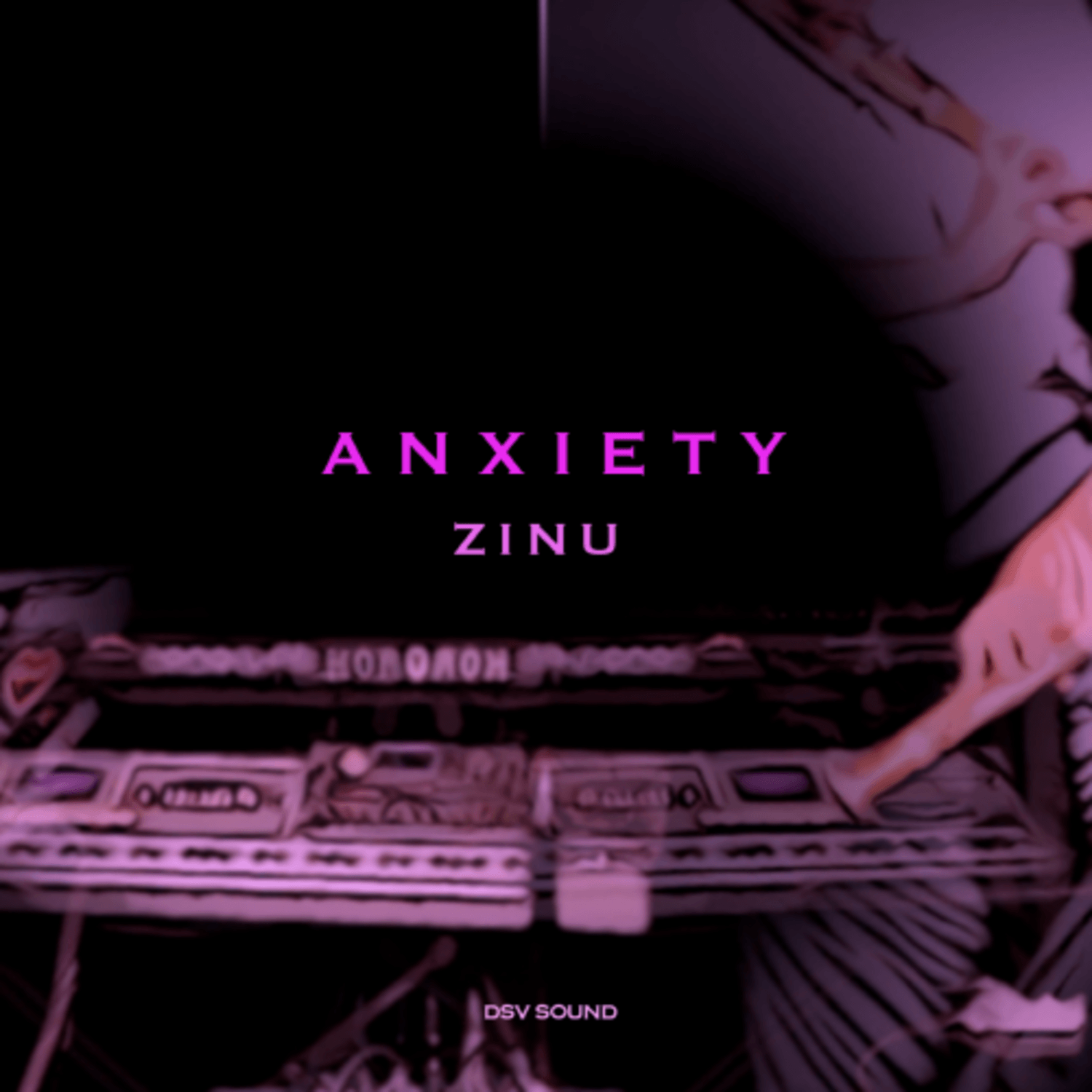 ZINU - ANXIETY (1ST ) - Album Kpop : visuel violet avec l’inscription ANXIETY, ZINU, style musical K-pop