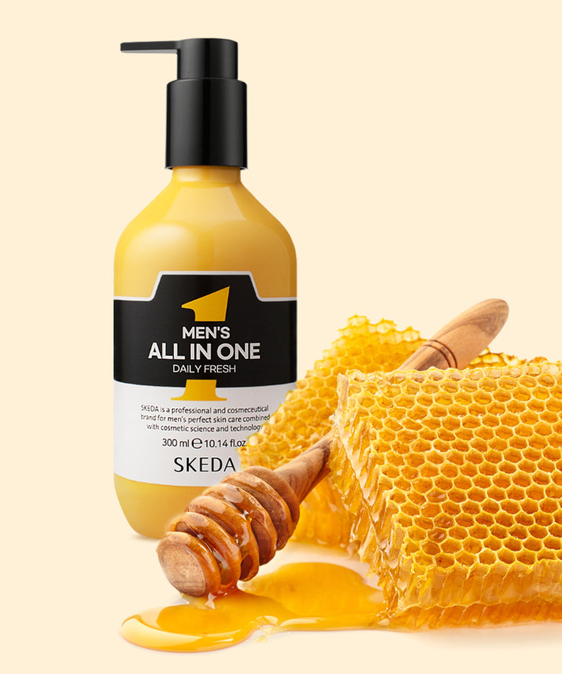 SKEDA Men's Large Capacity (Cleansing Foam+All-in-One) + Sleeping Pack 3 Pieces Set