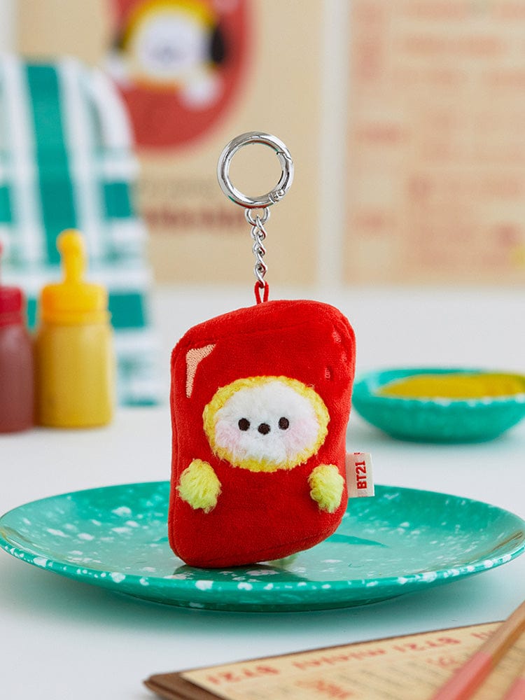 BT21 CHIMMY minini PLUSH KEYRING BUNSIK, porte-clés peluche CHIMMY sur assiette, style K-pop BTS, décor enfant