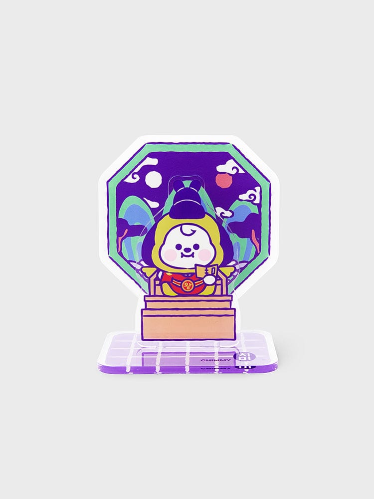 BT21 CHIMMY BABY ACRYLIC STAND K-EDITION ver.2 : support acrylique officiel LINE FRIENDS avec CHIMMY, ambiance bureau