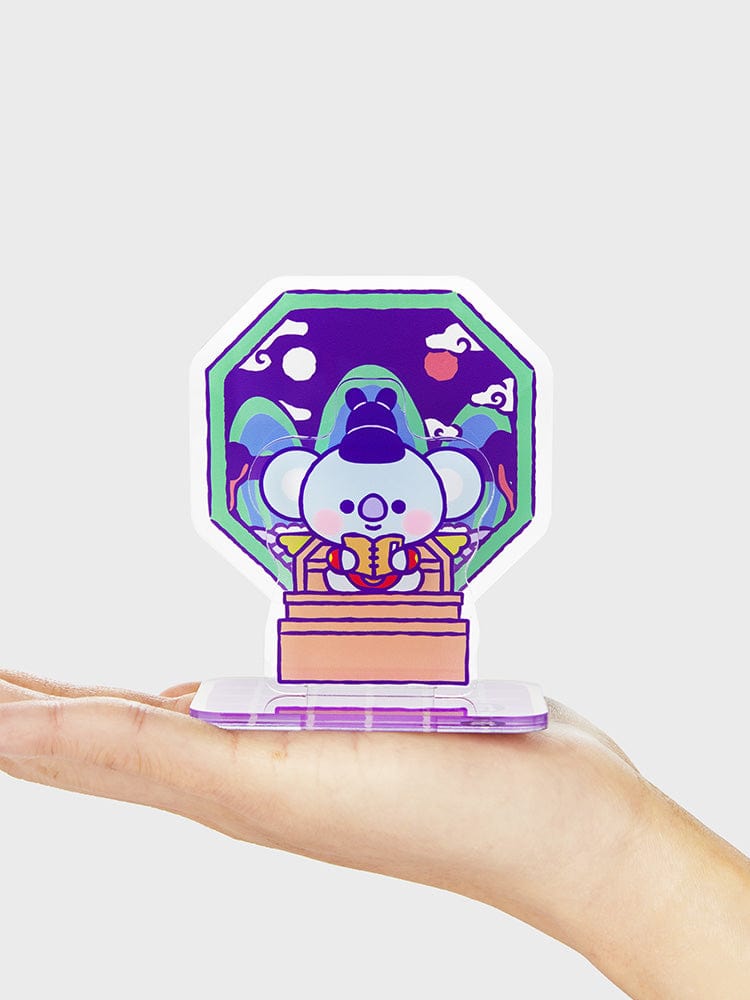 BT21 KOYA BABY ACRYLIC STAND K-EDITION ver.2, figurine transparente KOYA avec main, style papeterie LINE FRIENDS
