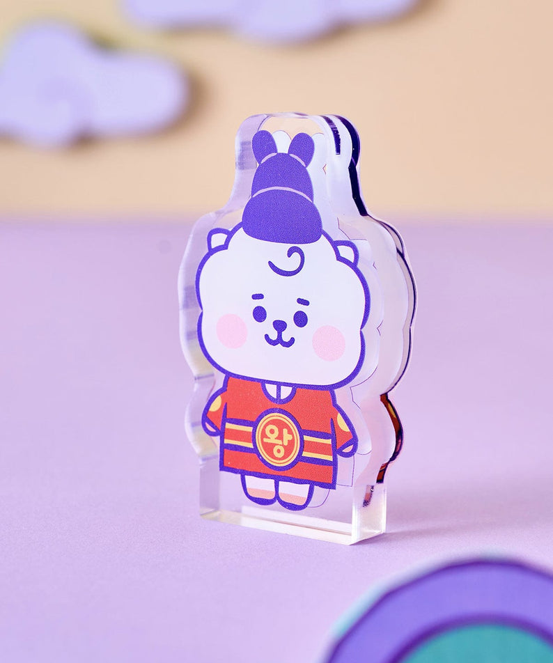 BT21 RJ BABY MINI ACRYLIC STAND K-EDITION ver.2, porte-carte acrylique officiel LINE FRIENDS, RJ alpaga sur bureau