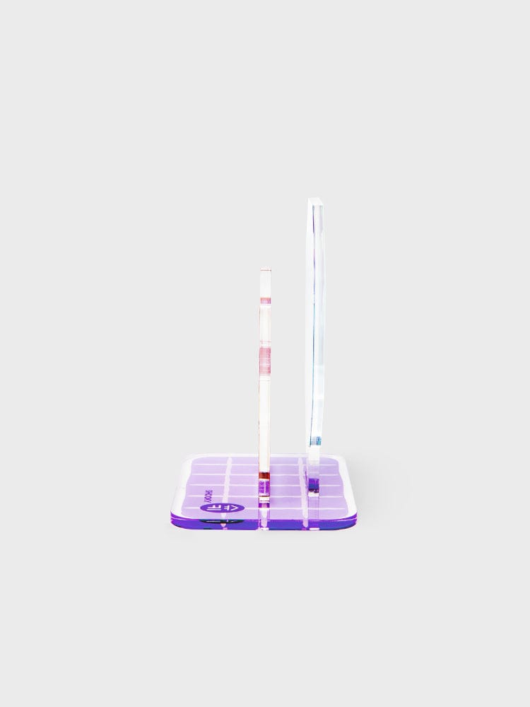 BT21 SHOOKY BABY ACRYLIC STAND K-EDITION ver.2, porte-stylo en acrylique violet avec SHOOKY sur fond clair LINE FRIENDS