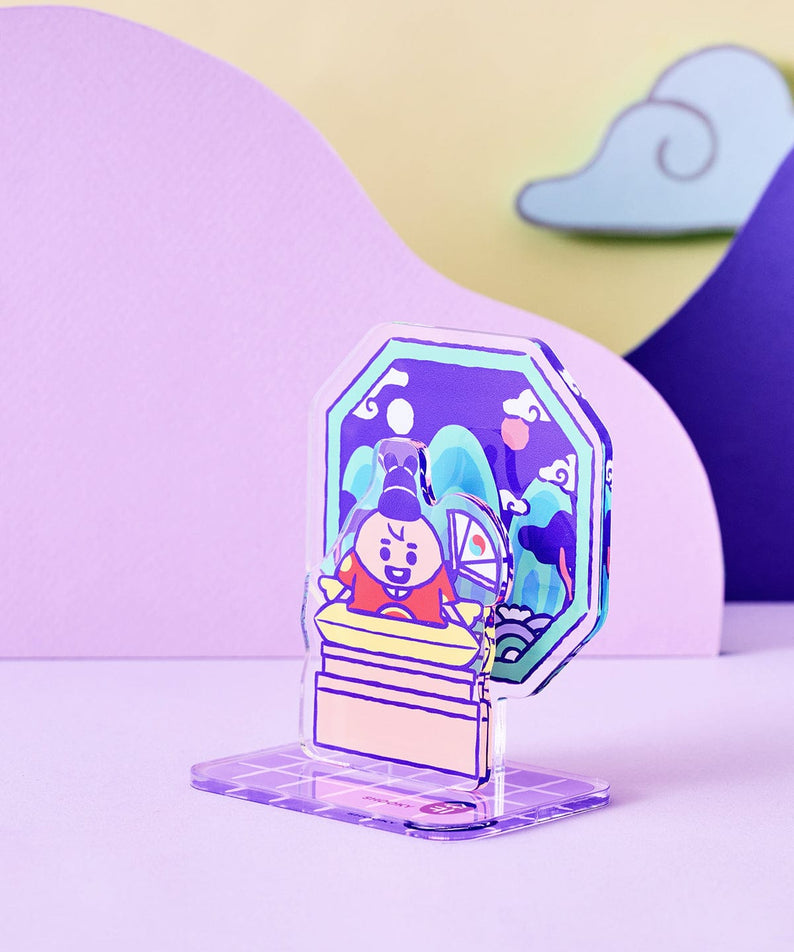 BT21 SHOOKY BABY ACRYLIC STAND K-EDITION ver.2 : support acrylique SHOOKY sur bureau, décor pastel, papeterie officielle LINE FRIENDS.