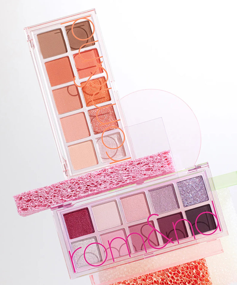 ROMAND Better Than Palette, palette maquillage de la marque ROMAND avec fards orange et roses, sur fond clair