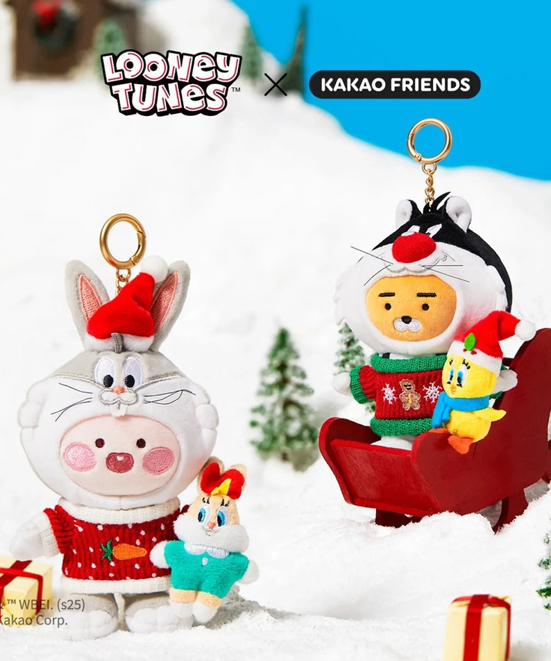 KAKAO FRIENDS  Looney Tunes X Friends Bugs Bunny Keychain Doll Little Apeach