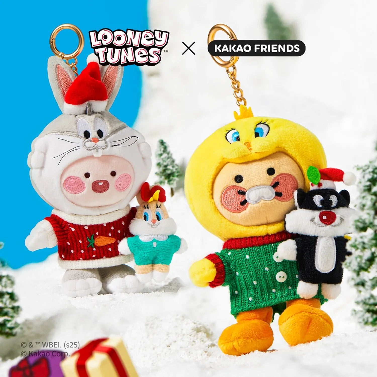 KAKAO FRIENDS  Looney Tunes X Friends Tweety Keychain Doll Baby Chunsik