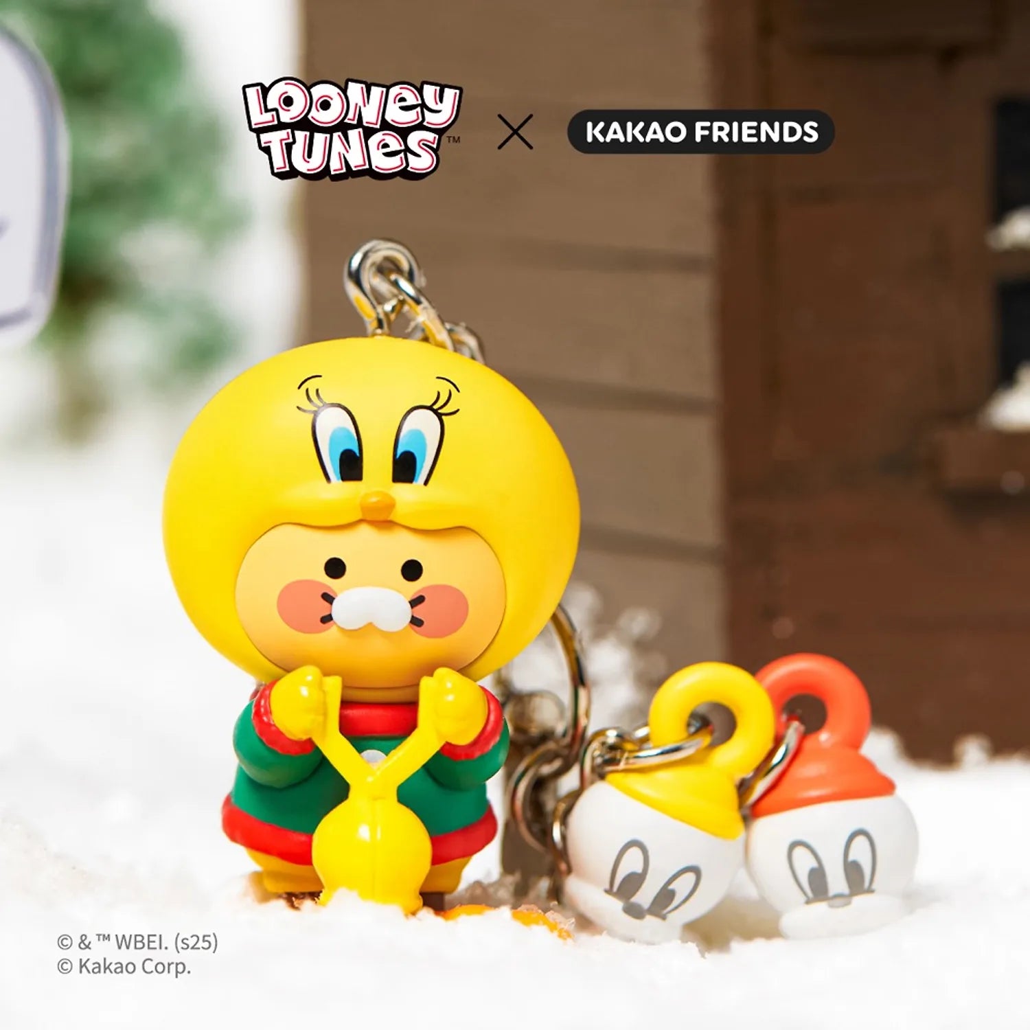 KAKAO FRIENDS  Looney Tunes X Friends Snow Duck Tweety Figure Keychain Baby Chunsik