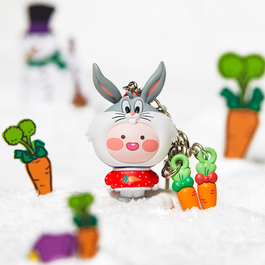 KAKAO FRIENDS  Looney Tunes X Friends Carrot Bugs Bunny Figure Keychain Little Apeach