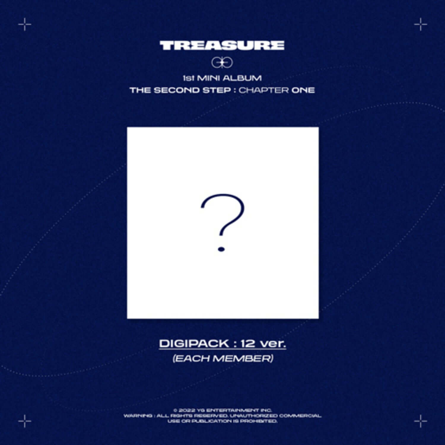 TREASURE - 1st MINI ALBUM [THE SECOND STEP : CHAPTER ONE] (DIGIPACK ver.) - pochette digipack bleue, logo et titre sur fond étoilé